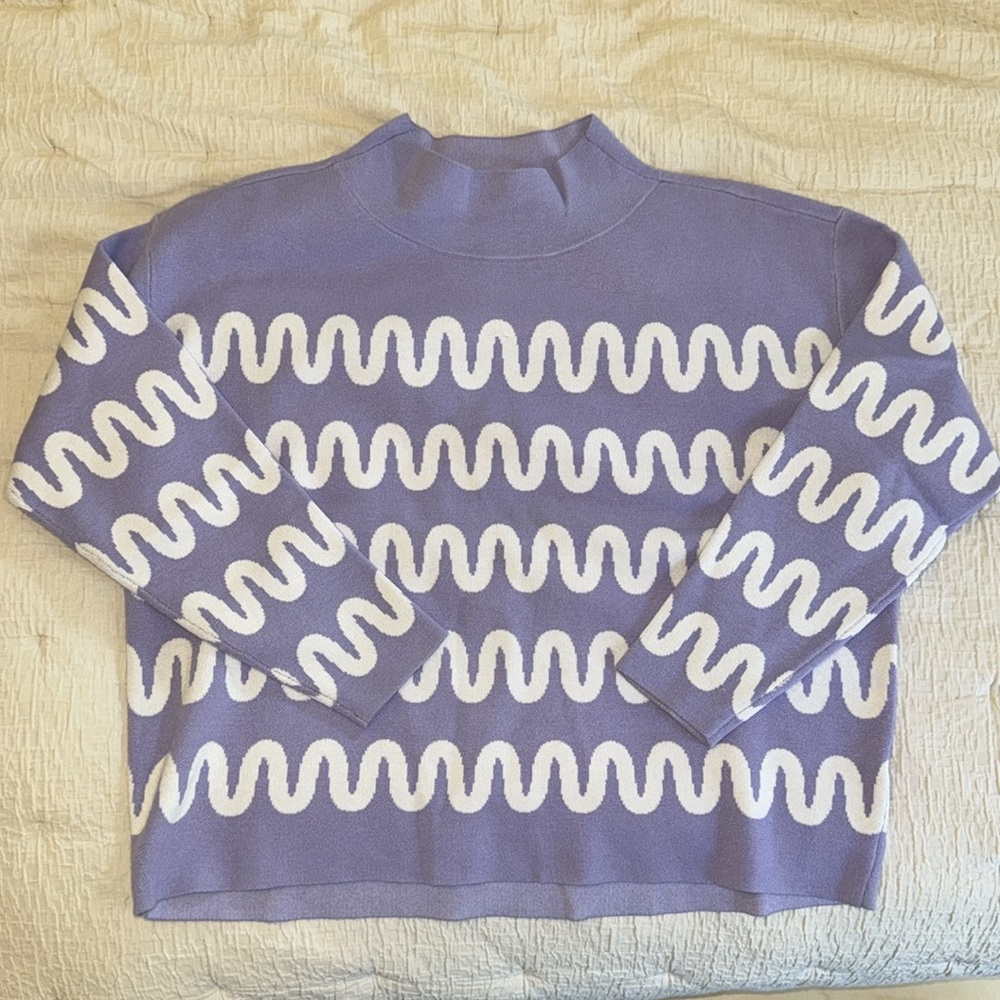 Anthropologie Carys Lavender and White Women’s Mock Sweater